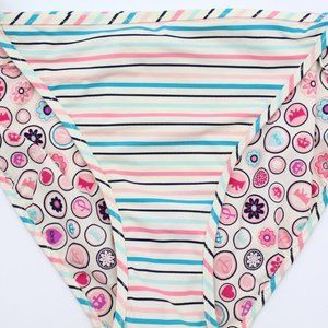 NWT Juicy Couture Pink & Blue Bikini Bottom Size L